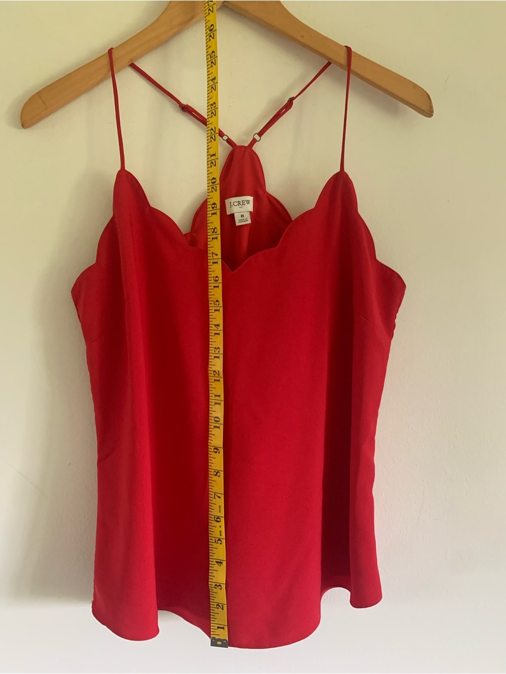 J.Crew Scallop Edge Racerback Camisole Tank Top Blouse, Red, 8 - Picture 4 of 15